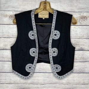 Double D Ranch Wool Black Charro Vest Size XS